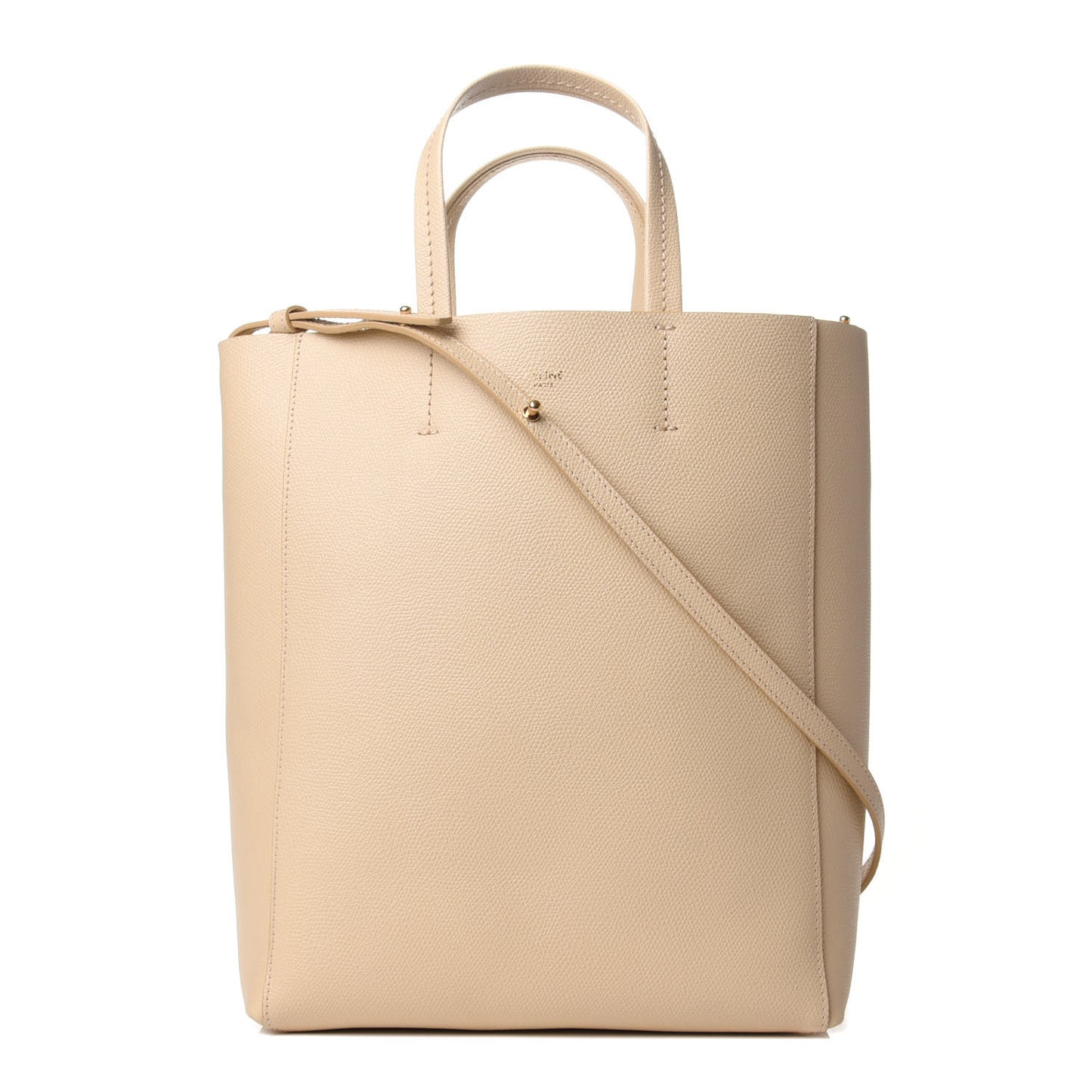 Grained Calfskin Small Vertical Cabas Sand