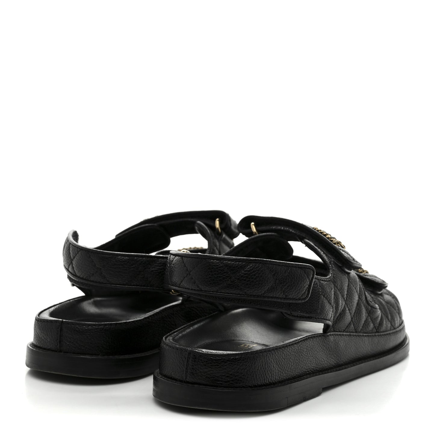 Grained Calfskin Velcro Dad Sandals 40 Black