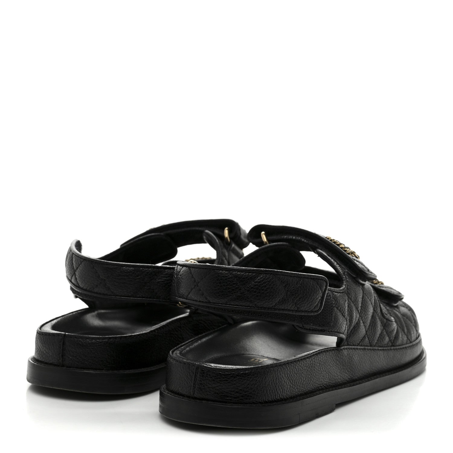 Chanel Grained Calfskin Velcro Dad Sandals 40 Black 5 of 10