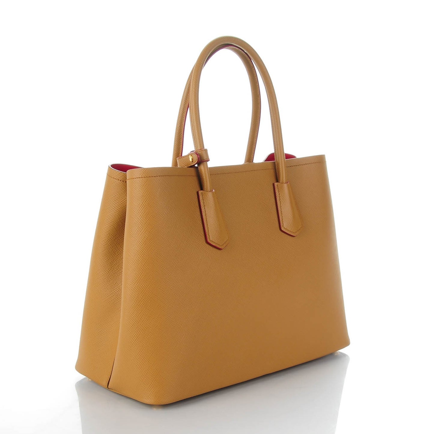 Saffiano Cuir Large Double Bag Caramel