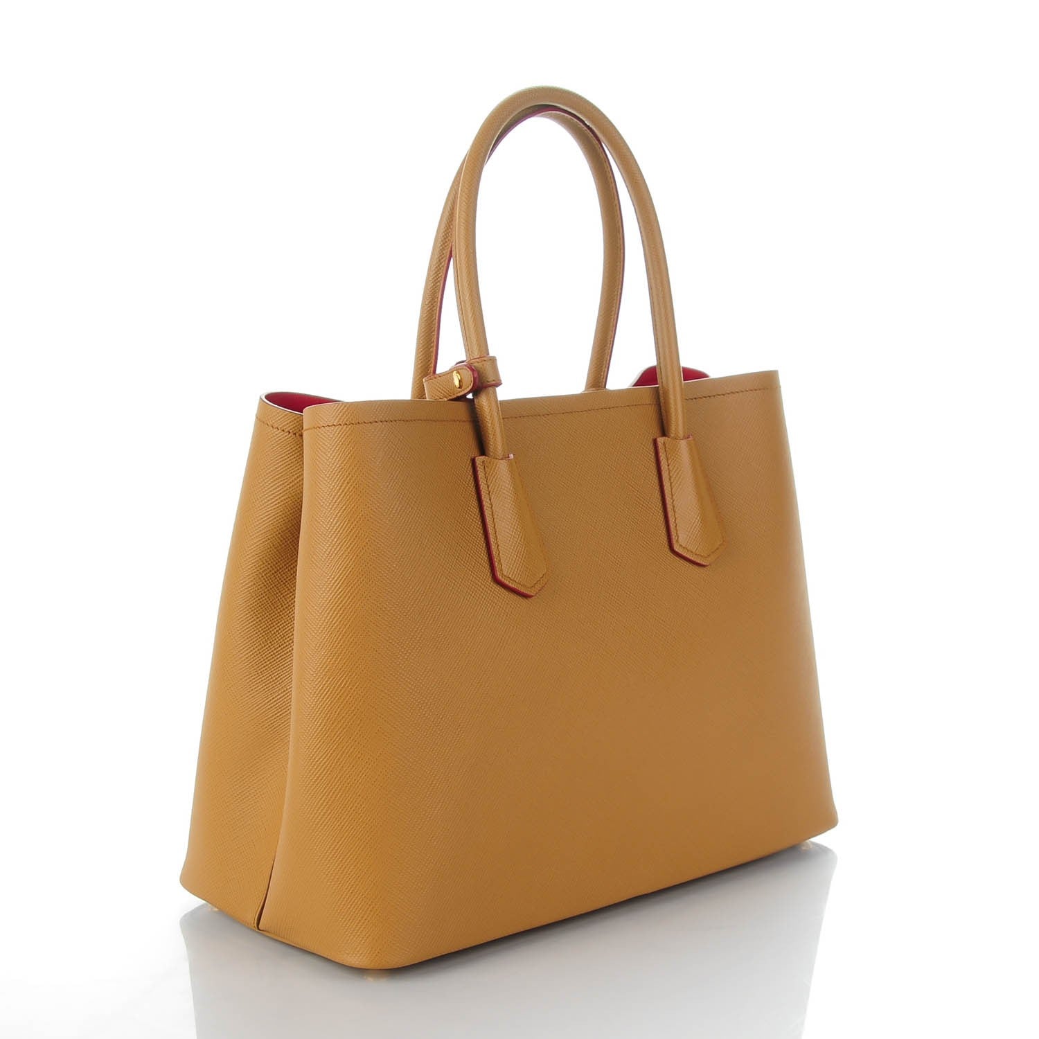 Prada Saffiano Cuir Large Double Bag Caramel 3 of 7
