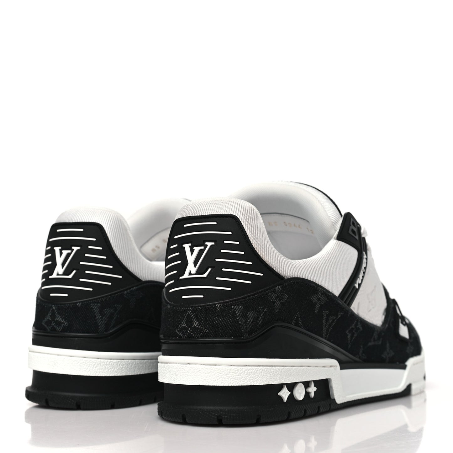 Calfskin Embossed Monogram Denim Mens LV Trainer Sneakers 12 Black