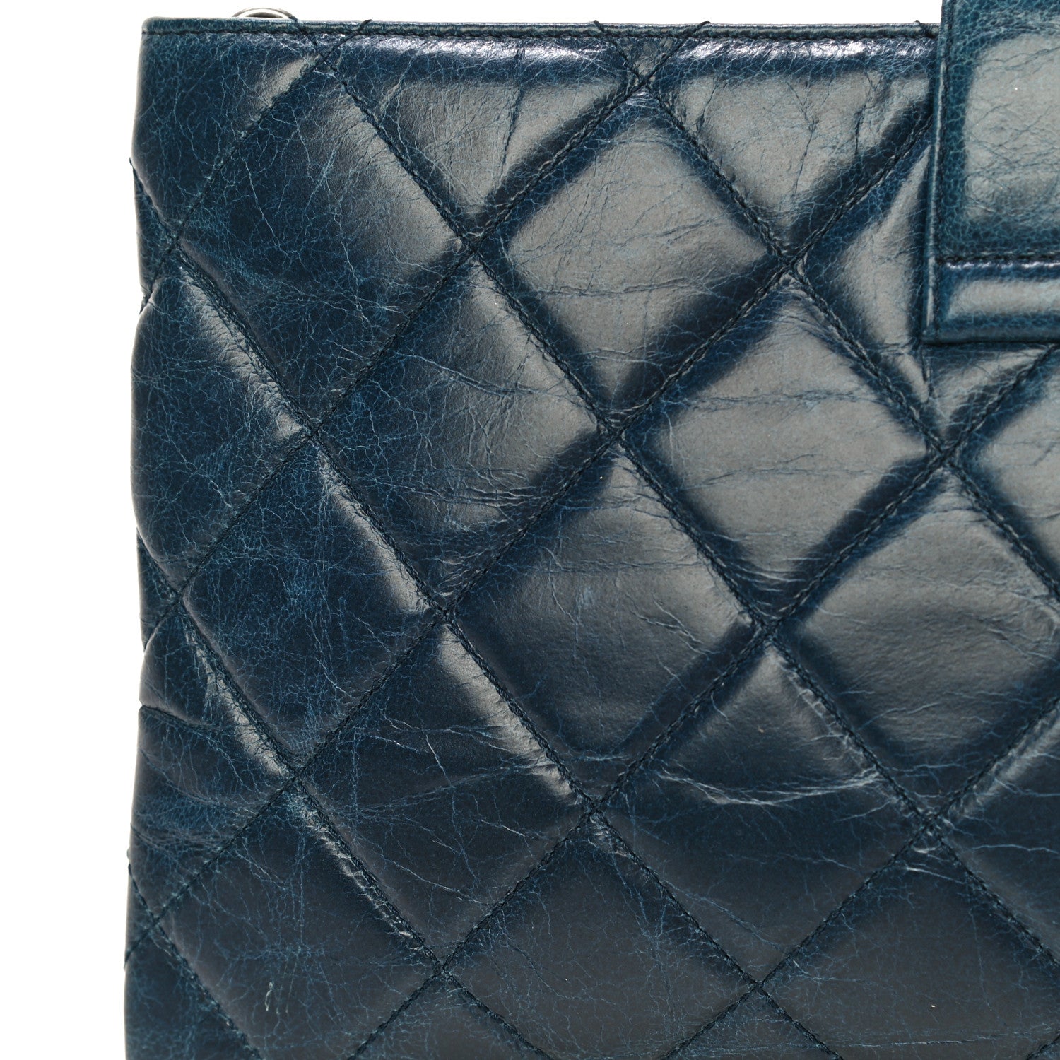 Chanel Aged Calfskin Quilted Zip Clutch Blue 23 of 24