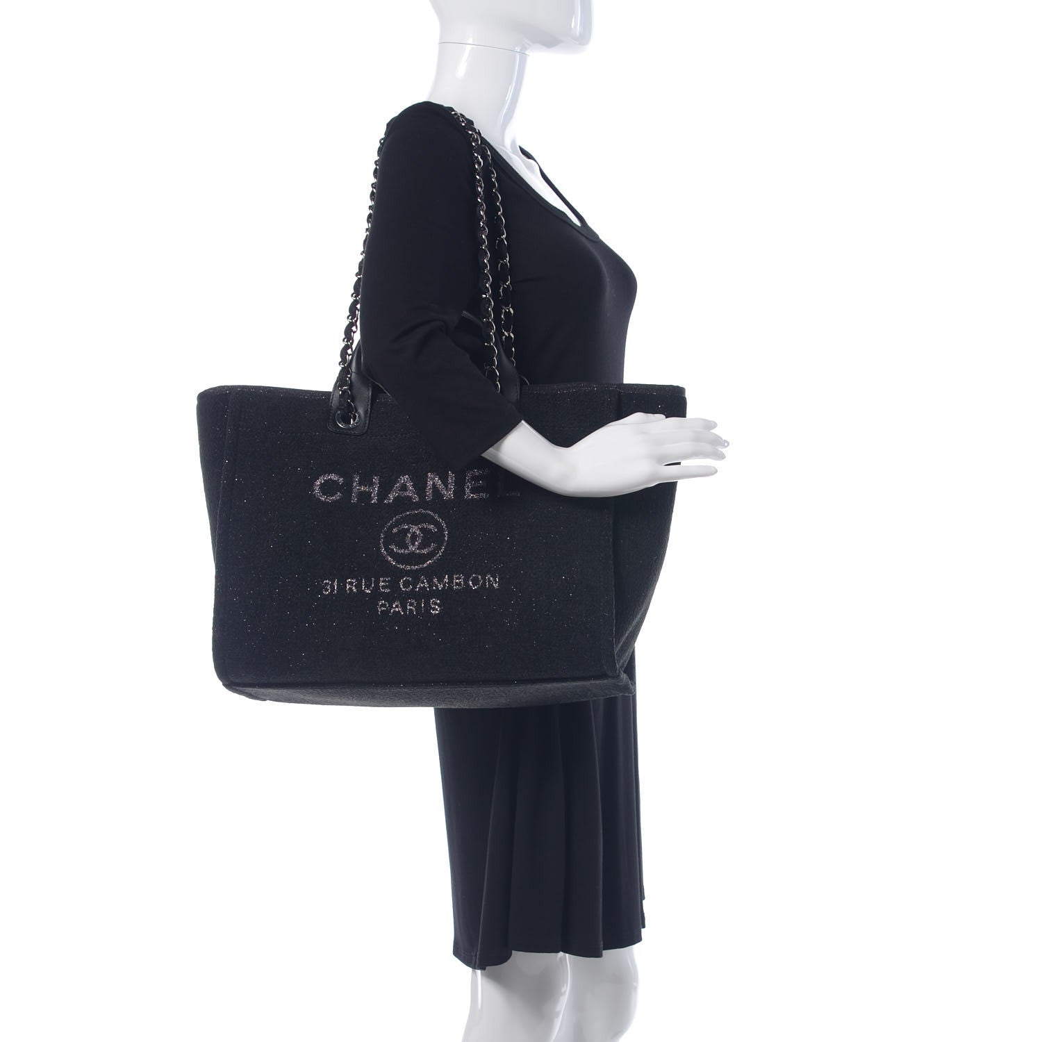 Chanel Lurex Boucle Medium Deauville Tote Black 2 of 10