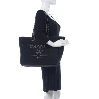 Chanel Lurex Boucle Medium Deauville Tote Black 2 of 10