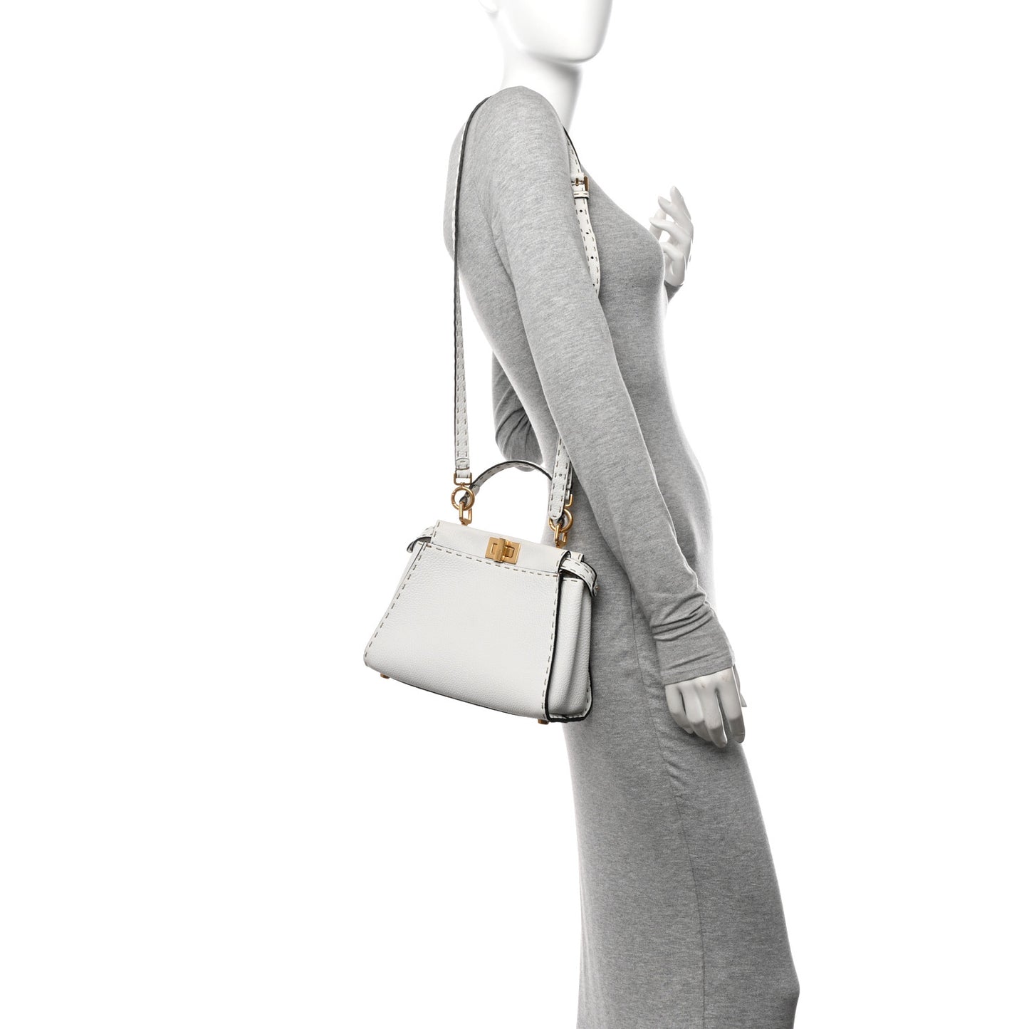 Cuoio Romano Selleria Mini Peekaboo Iconic Satchel White