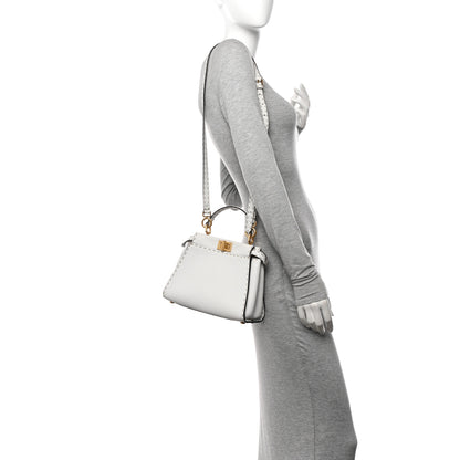 Fendi Cuoio Romano Selleria Mini Peekaboo Iconic Satchel White 2 of 10