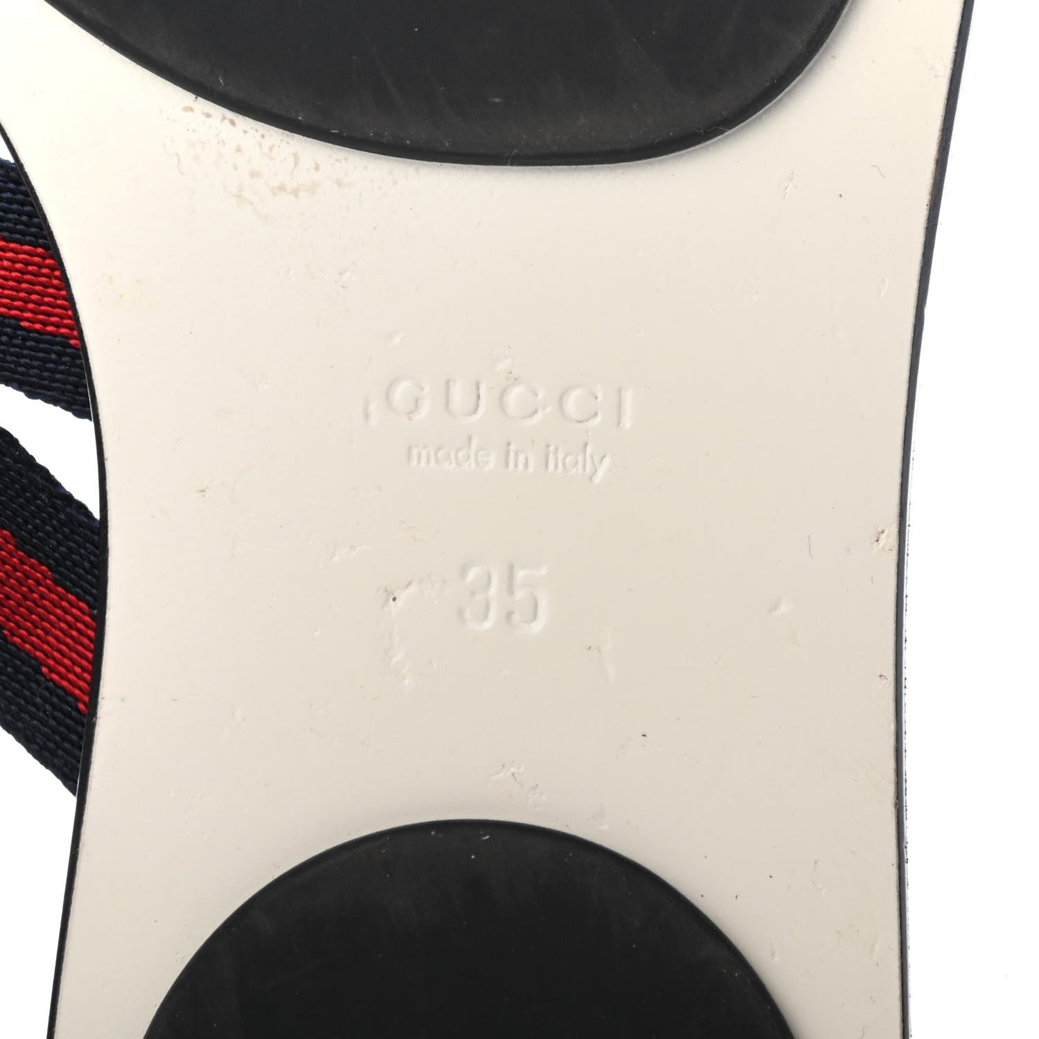 Gucci Nylon Calfskin Web Womens Thong Sandals 35 White Blue Red 6 of 7