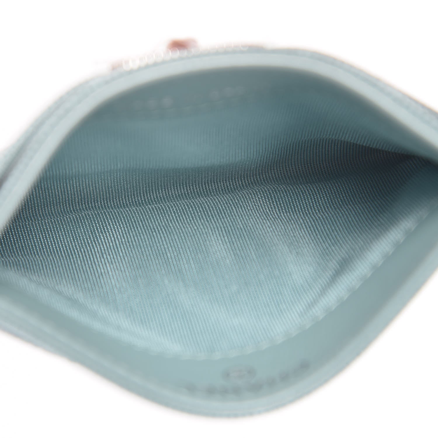 Chanel Metallic Caviar Chevron Quilted Vintage Mademoiselle Card Holder Light Blue 5 of 9