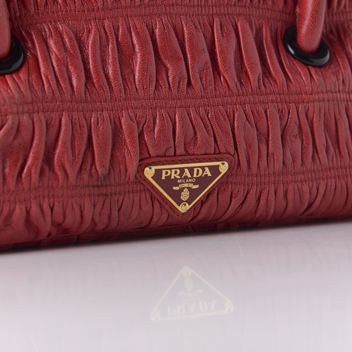 Capretto Gaufre Flap Bag Rosso