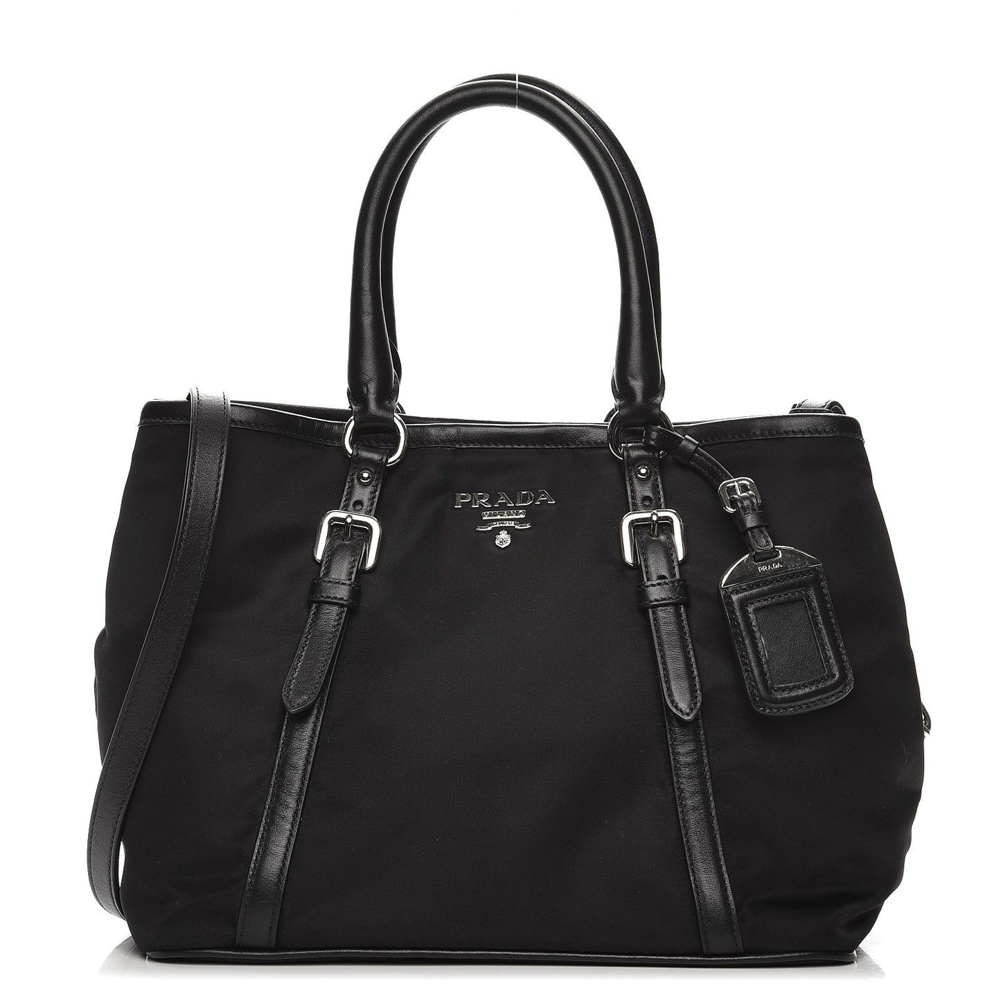 Tessuto Nylon Soft Calf Tote Nero Black