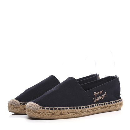 Saint Laurent Canvas Nappa Elba Light Logo Embroidered Espadrilles 37.5 Black 3 of 8