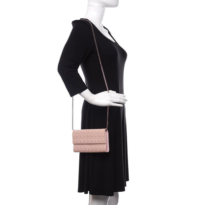 Christian Dior Patent Cannage Rendezvous Chain Wallet Pink 2 of 13