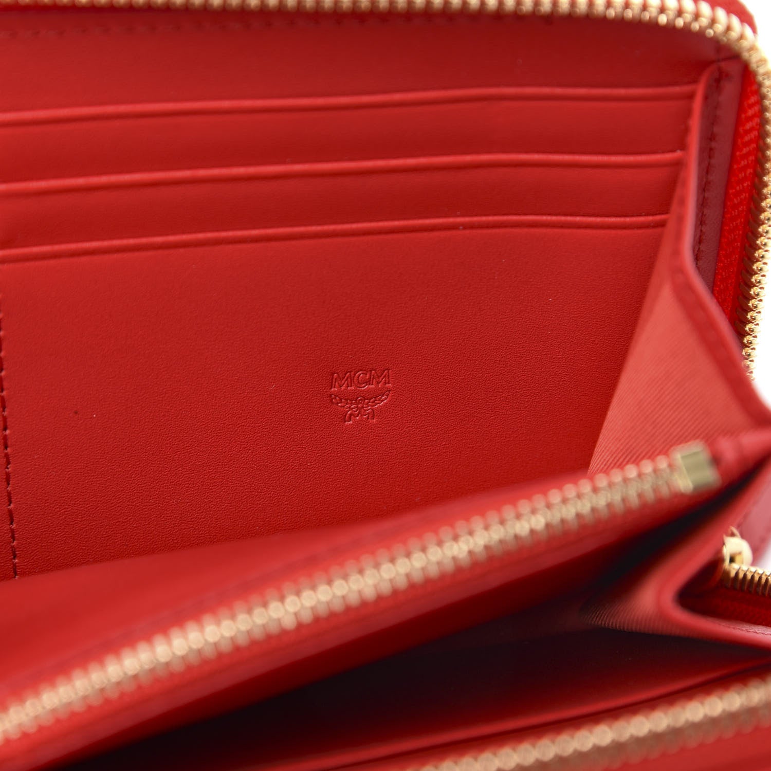 MCM Skyoptic Visetos Zip Around Wallet Cognac Red 6 of 7
