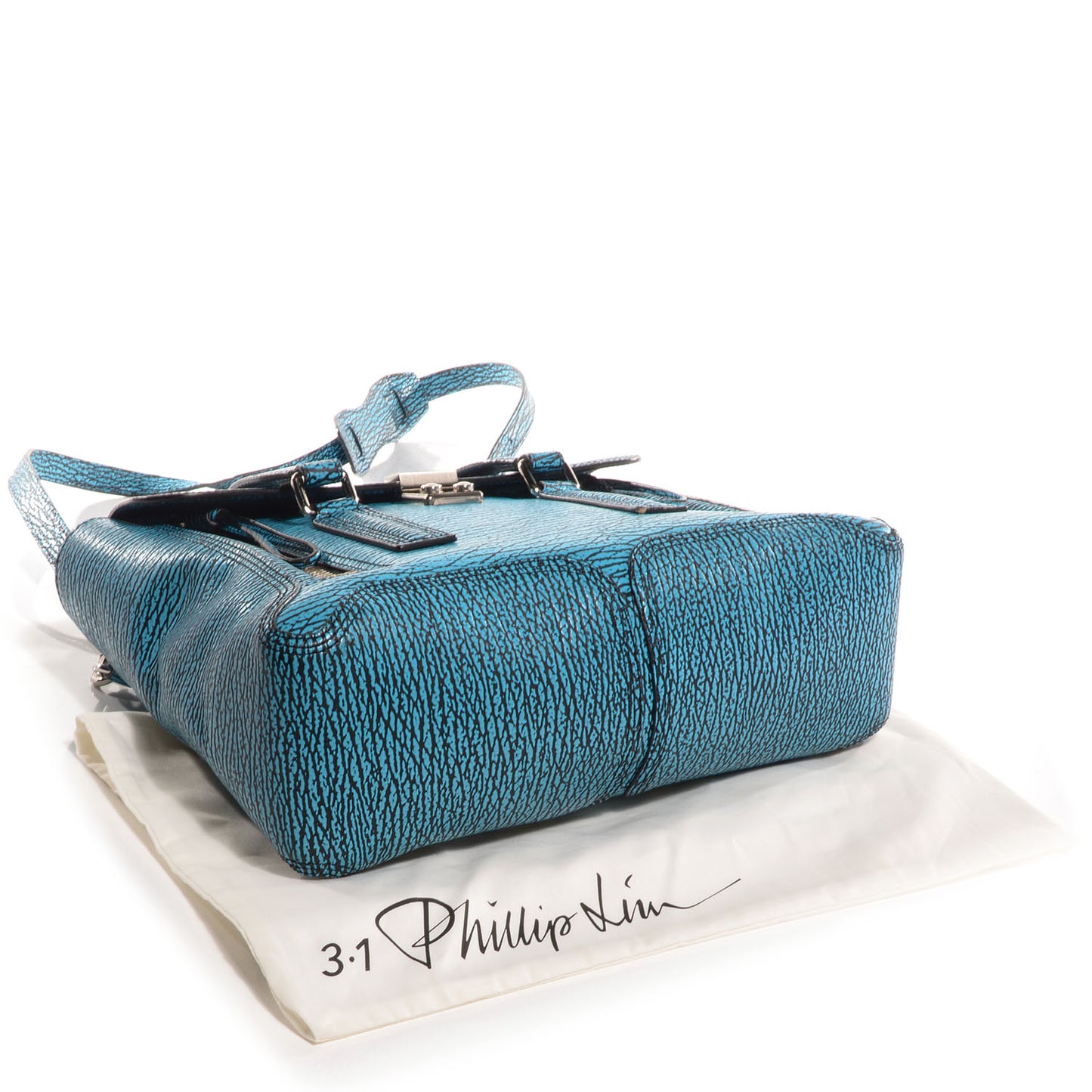 3.1 Shark Embossed Leather Medium Pashli Satchel Turquoise Black
