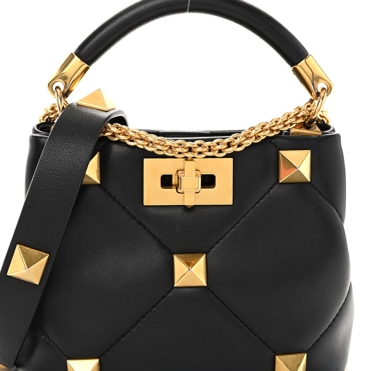 Nappa Mini Roman Stud The Handle Bag Black