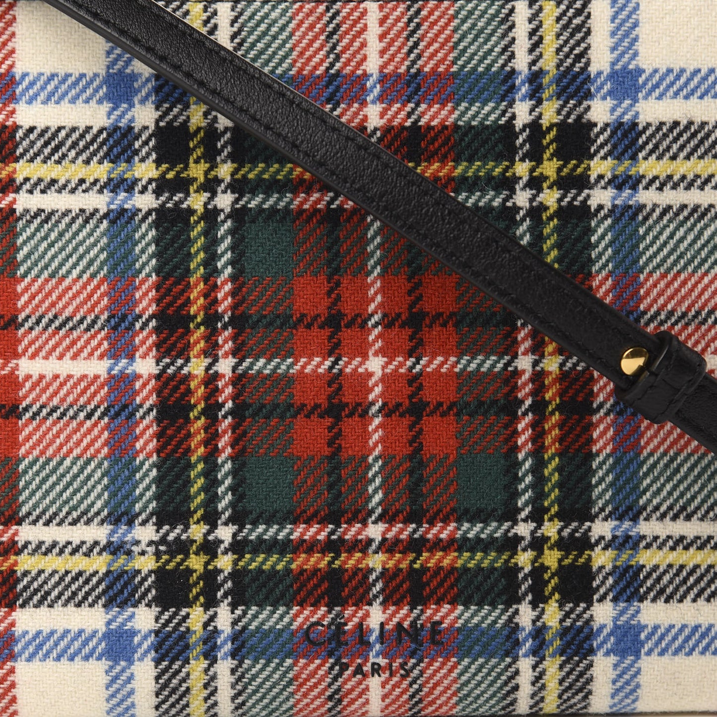 Tartan Felt Plaid Small Trio Crossbody Bag Red Blue