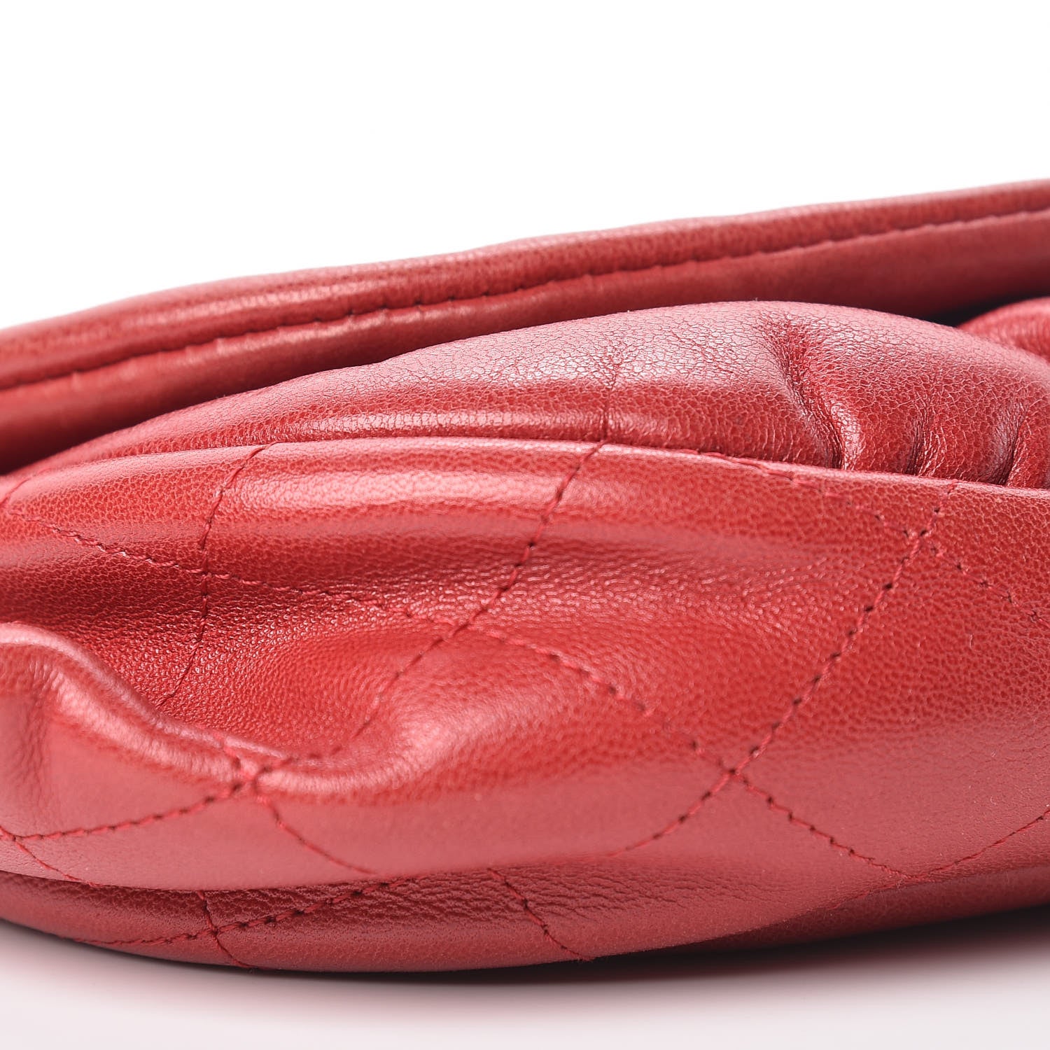 Chanel Lambskin Half Moon Wallet On Chain WOC Red 13 of 14
