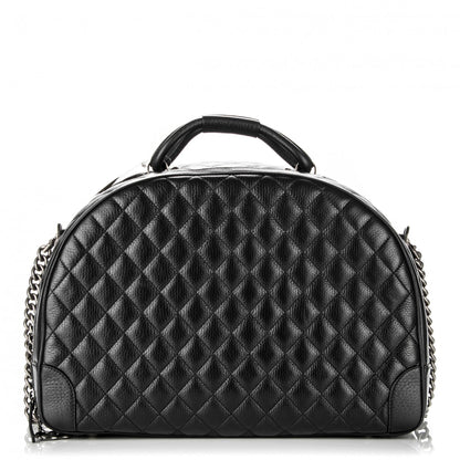 Chanel Calfskin Quilted Large Airlines Round Trip Bowling Bag Black 1 of 6