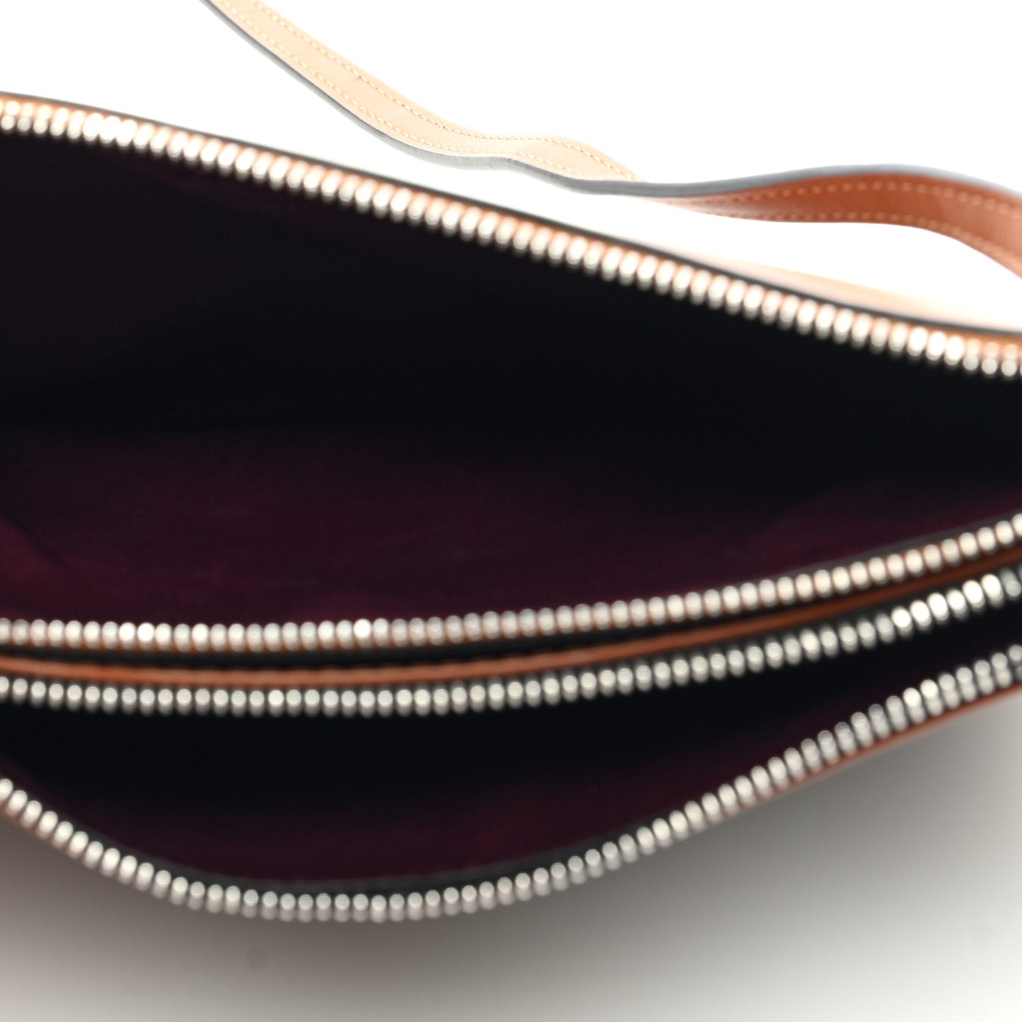 Calfskin Gate Double Zip Pouch Crossbody Black Brown