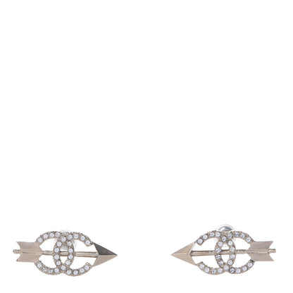 Chanel Metal Crystal CC Arrow Earrings Gold 1 of 5