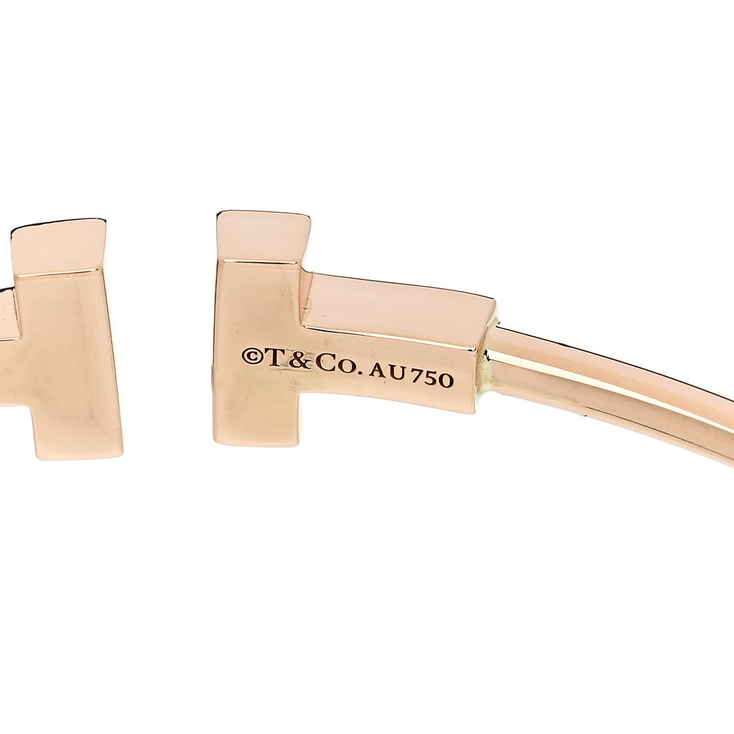 Tiffany 18K Rose Gold Narrow T Wire Bracelet 4 of 5