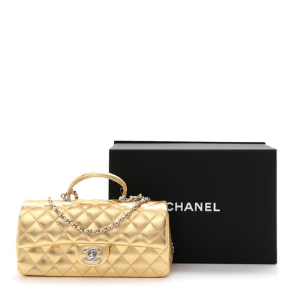 Chanel Metallic Caviar Quilted Top Handle East West Flap Gold 11 of 11