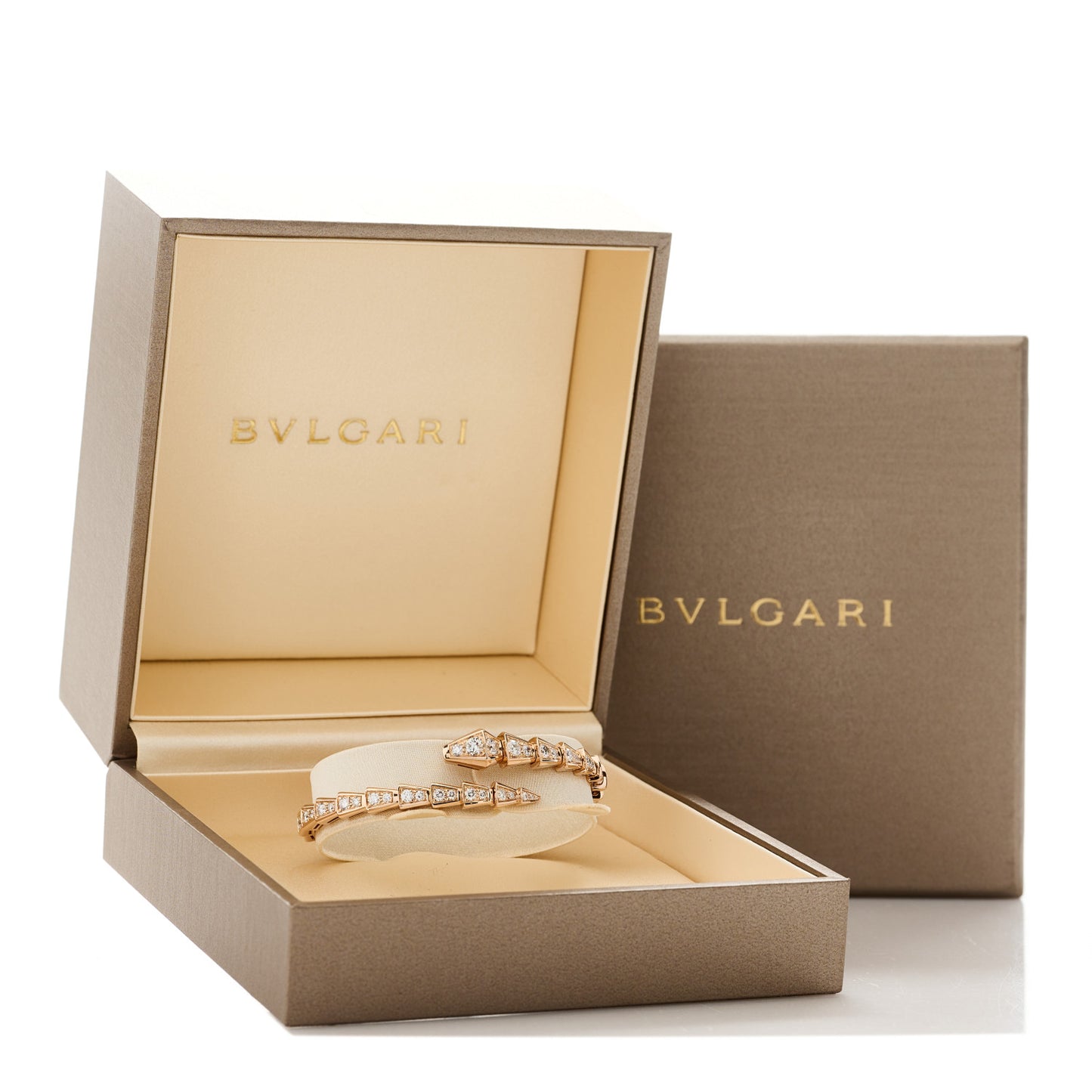 18K Rose Gold Diamond Serpenti Viper Pave Bracelet S