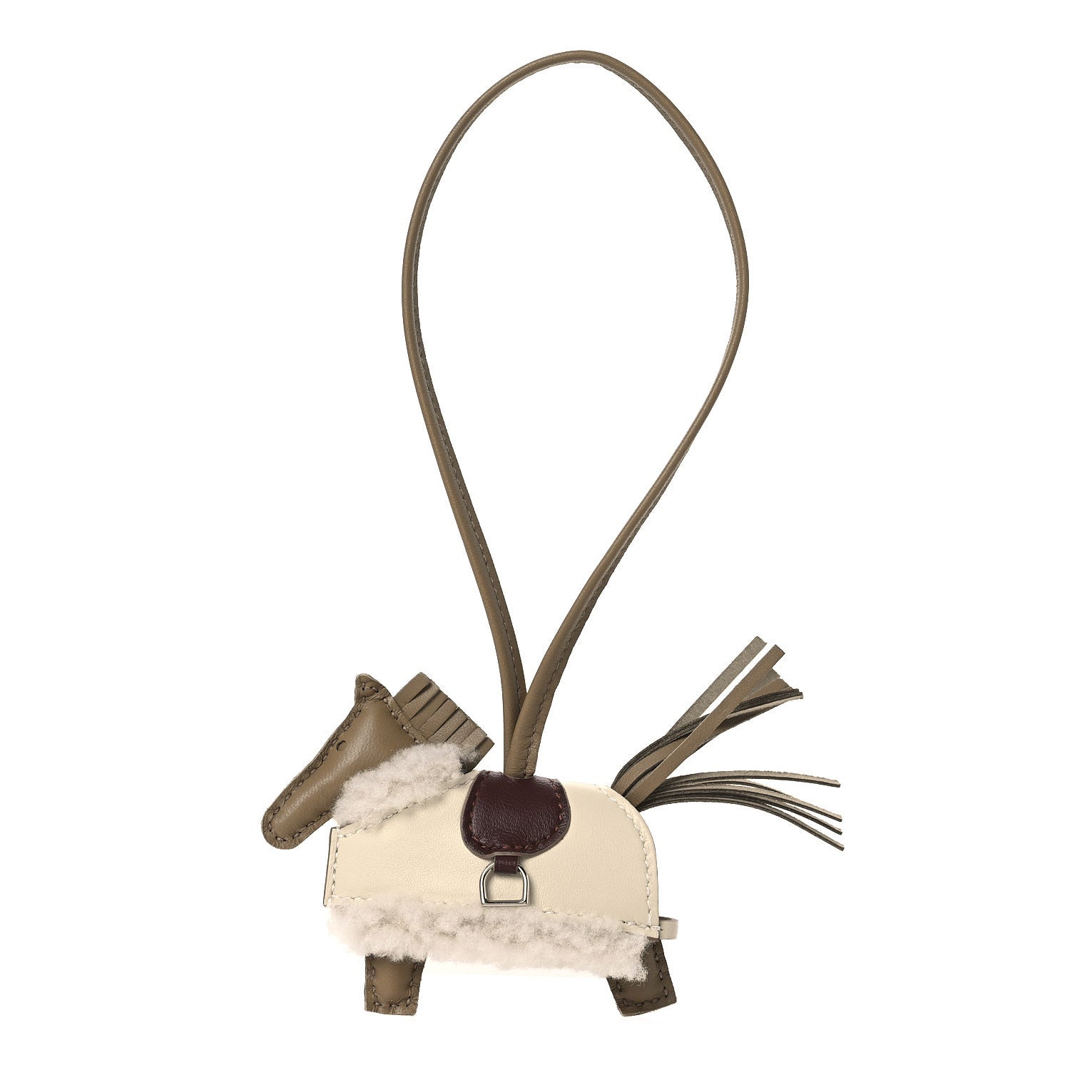 Hermes Milo Lambskin Merinos Wool Grigri Rodeo Robeo Plush Bag Charm PM Beige Marfa Terre Craie Ecru 1 of 5