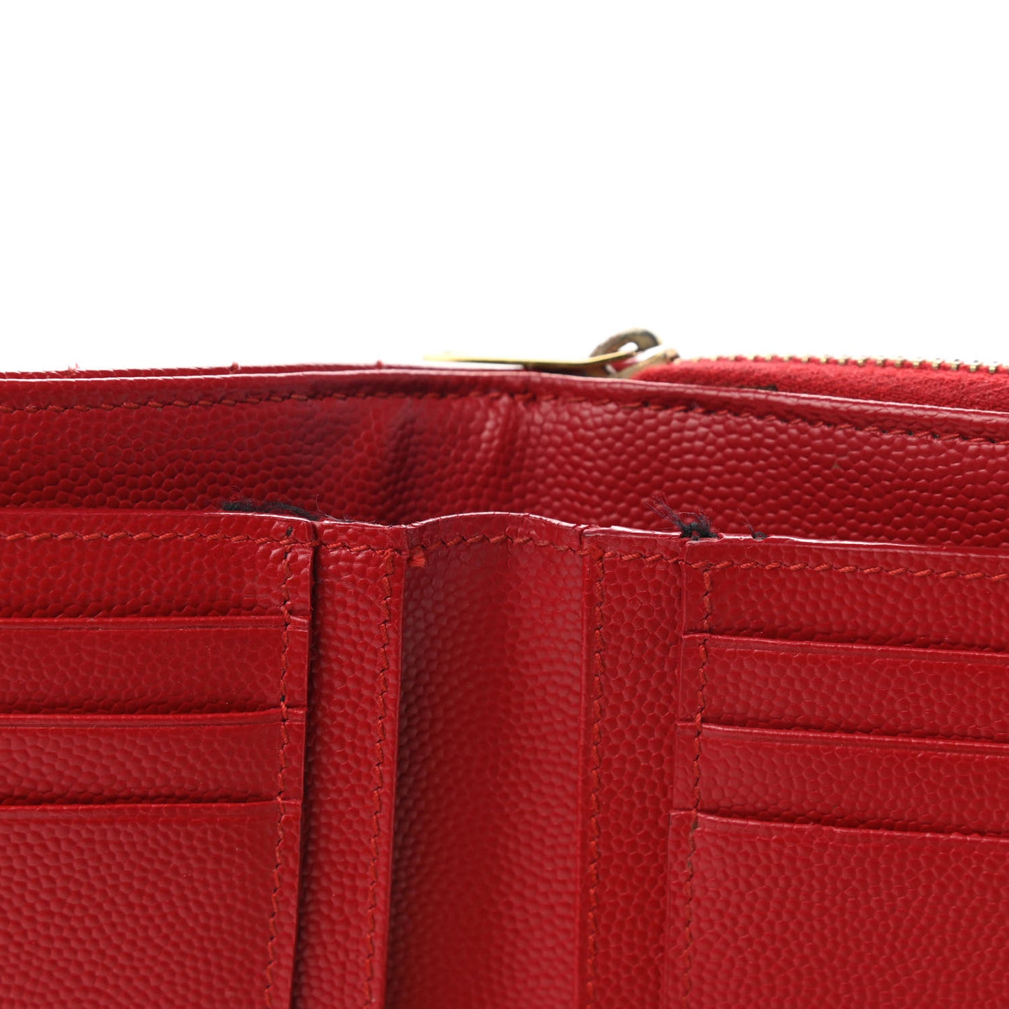 Grain De Poudre Matelasse Chevron Monogram Compact Zip Around Wallet Red