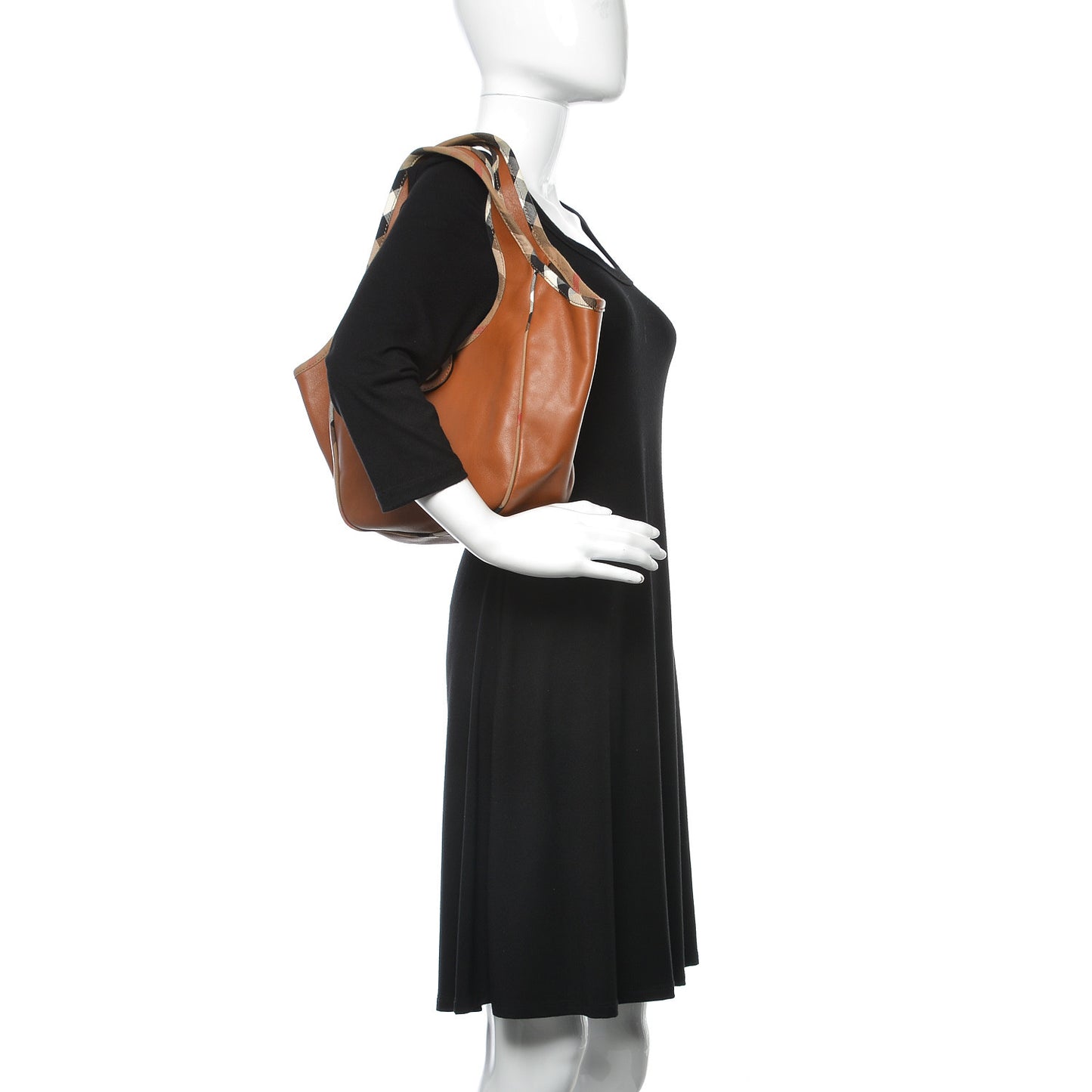 Calfskin Check Trim Hobo Brown
