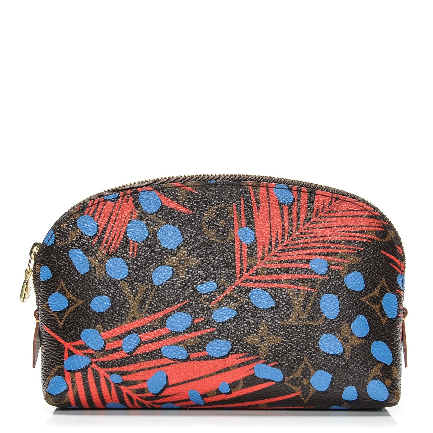 Monogram Jungle Dots Cosmetic Pouch Coquelicot Denim