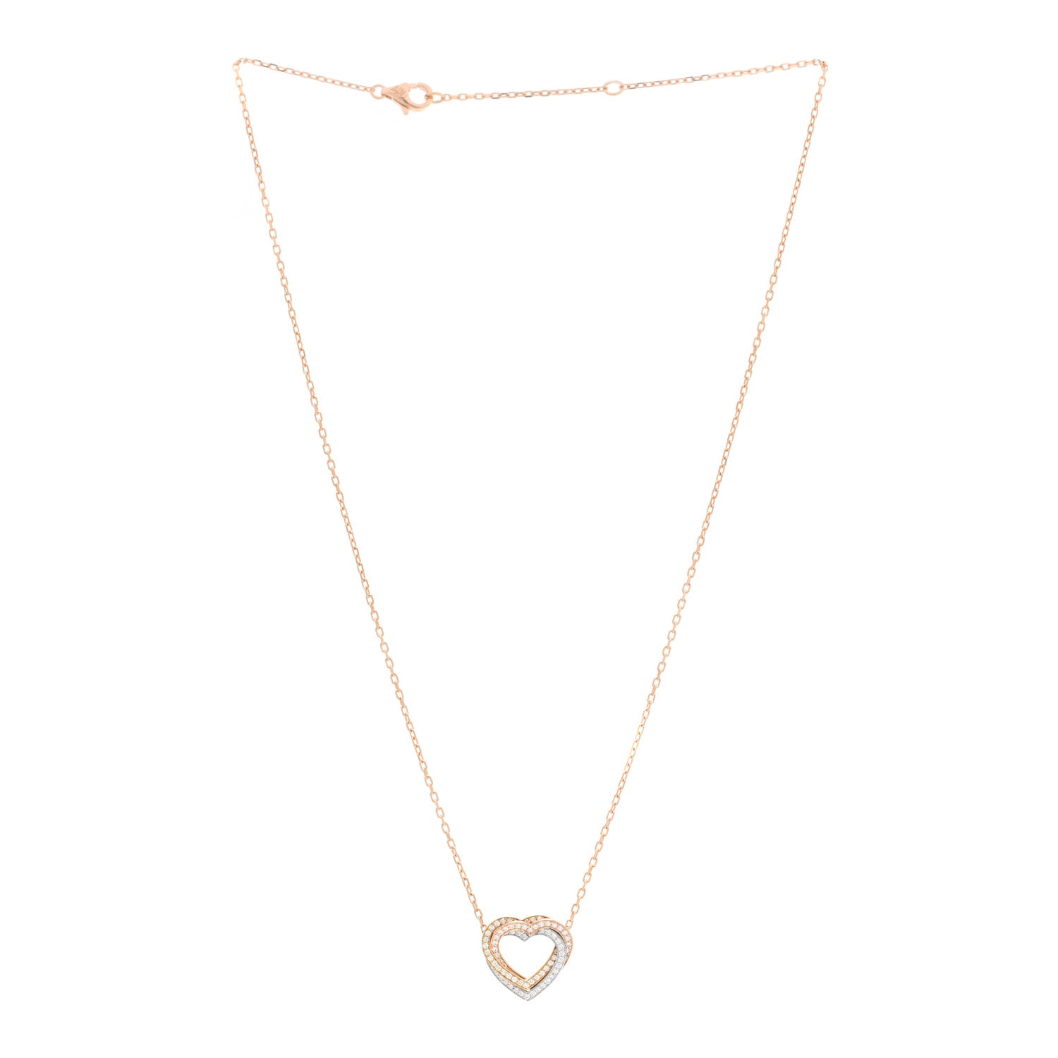 Cartier 18K Pink Yellow White Gold Diamond Trinity Heart Paved Pendant Necklace 2 of 5