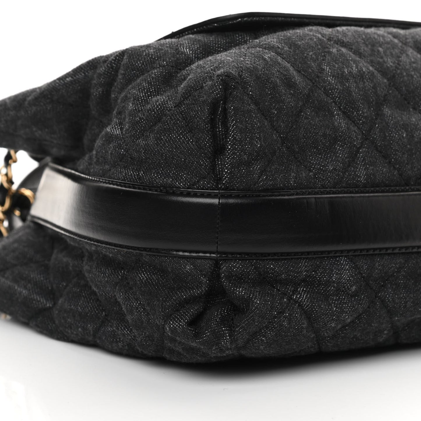 Denim Calfskin Quilted Tote Black