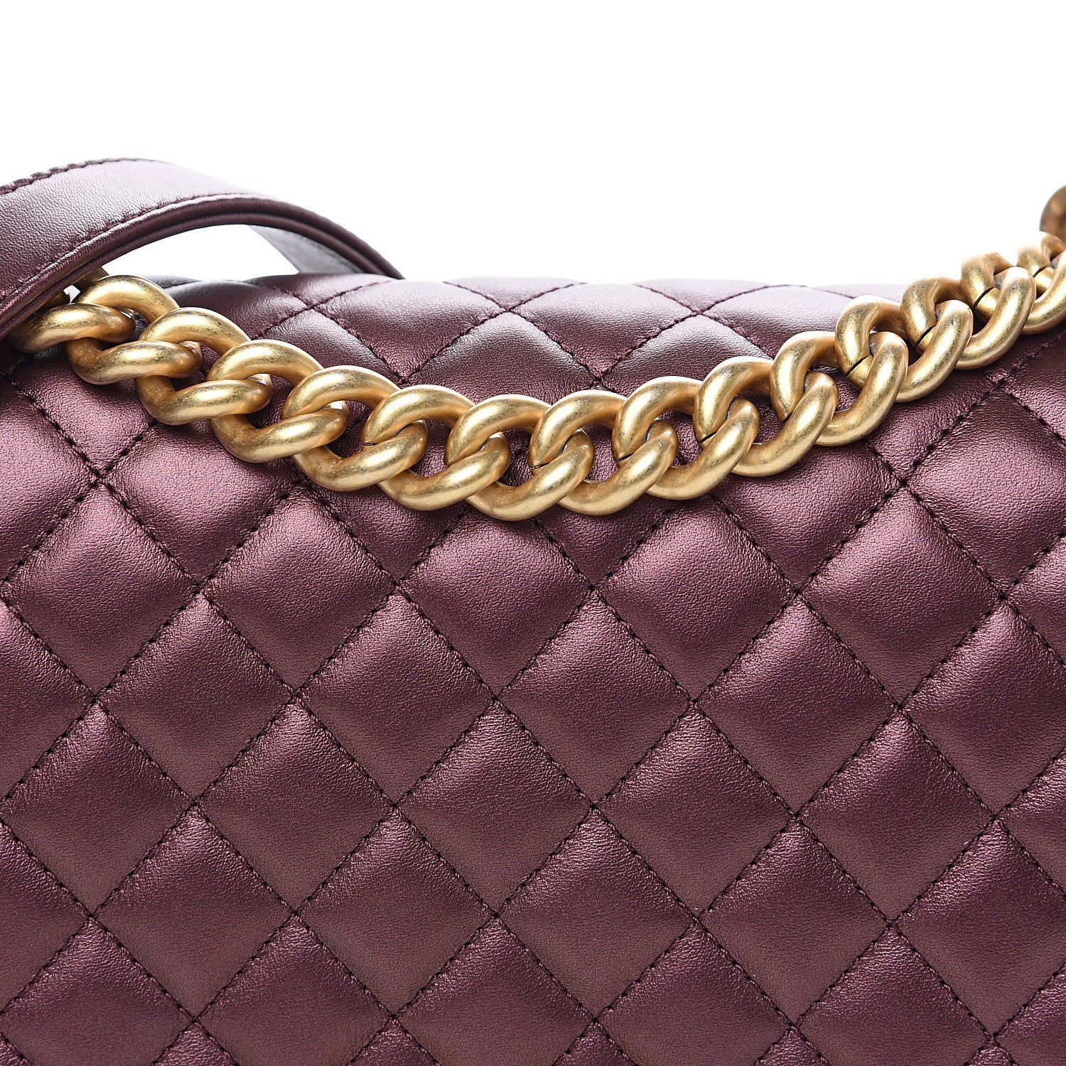 Chanel Metallic Calfskin Quilted Medium Boy Flap Plum 6 of 9