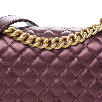 Chanel Metallic Calfskin Quilted Medium Boy Flap Plum 6 of 9