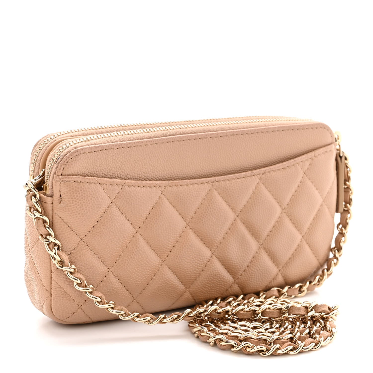 Chanel Caviar Quilted Small Clutch With Chain Beige 3 of 15