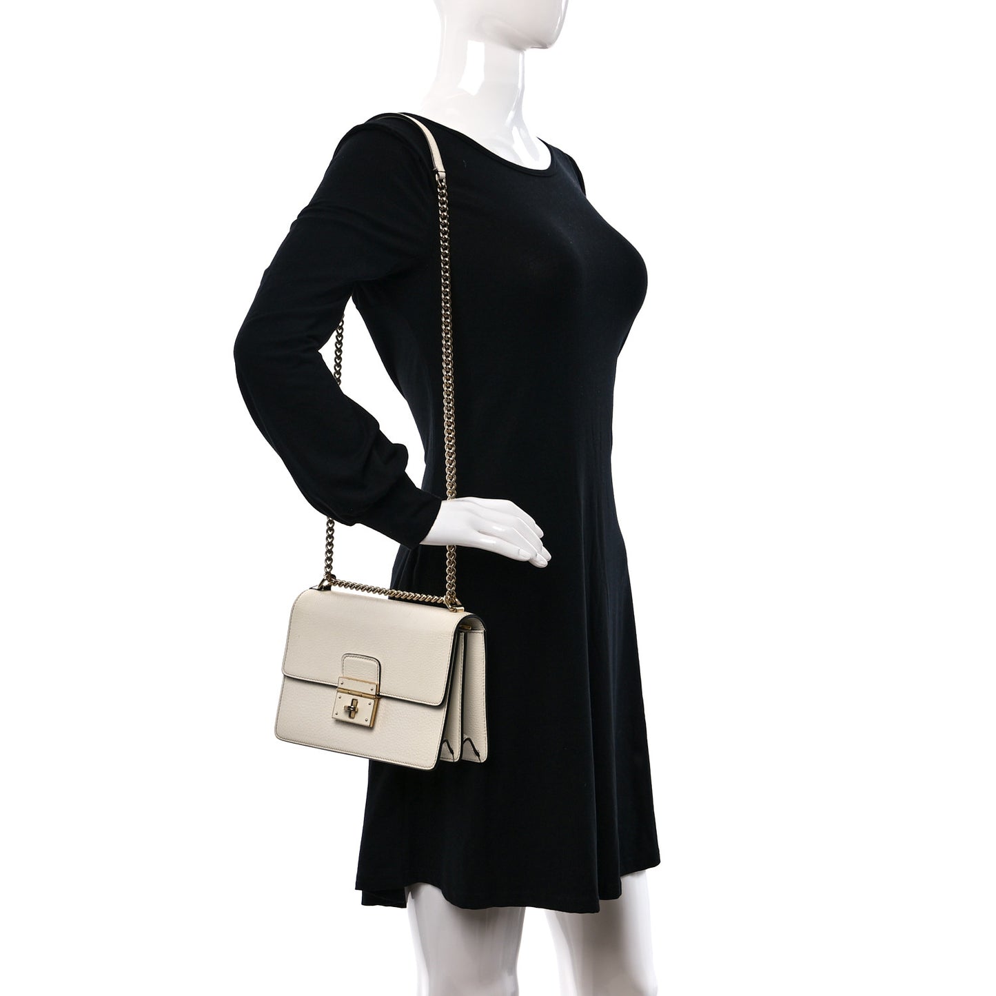 Grained Calfskin Rosalia Shoulder Bag White