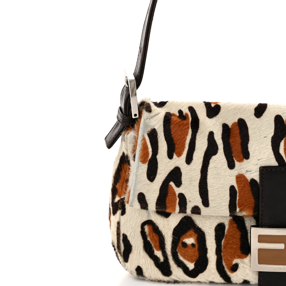 Fendi Calf Hair Leopard Print Baguette Brown 10 of 10