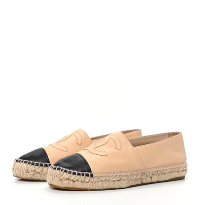 Chanel Lambskin CC Espadrilles 38 Beige Black 3 of 8