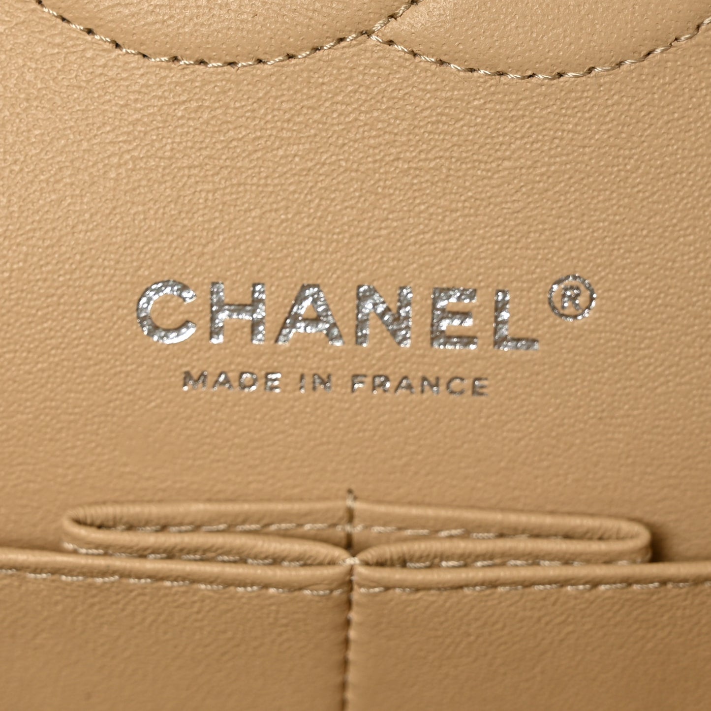 Caviar Quilted Medium Double Flap Beige