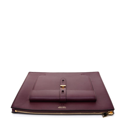 Tom Ford Calfskin Hollywood T Twist Pouch Bordeaux 11 of 13