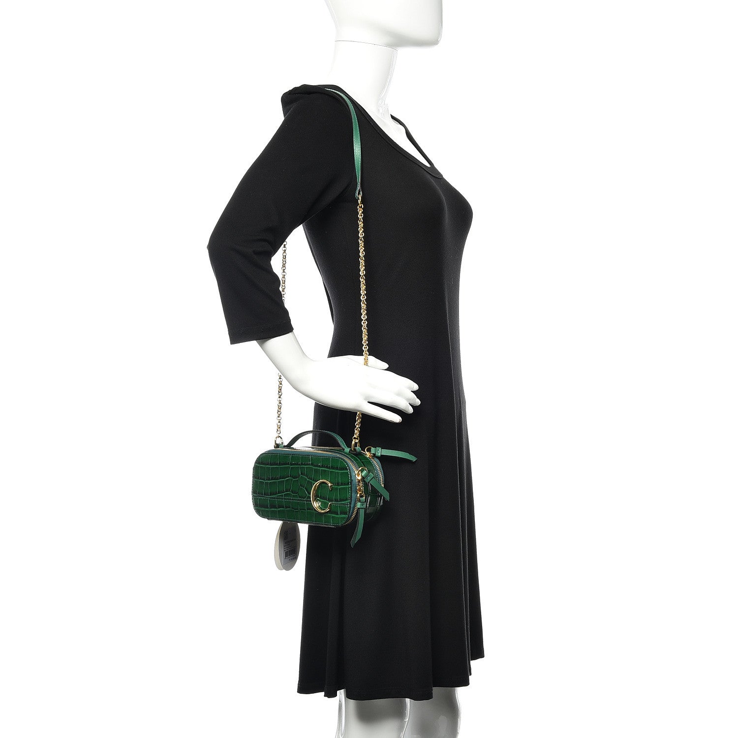 Chloe Calfskin Crocodile Embossed Mini C Vanity Bag Woodsy Green 2 of 10