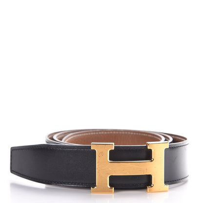 Hermes Box Togo 32mm H Belt 85 Black Gold 1 of 6