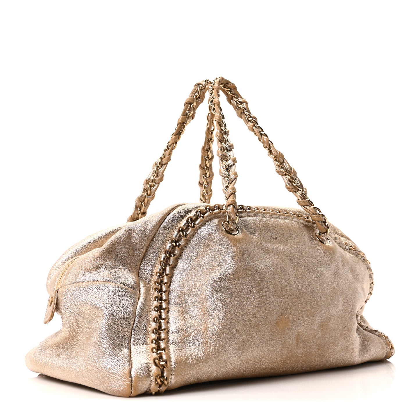 Metallic Goatskin Extra Large Luxe Ligne Bowler Light Gold