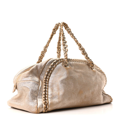 Chanel Metallic Goatskin Extra Large Luxe Ligne Bowler Light Gold 3 of 10