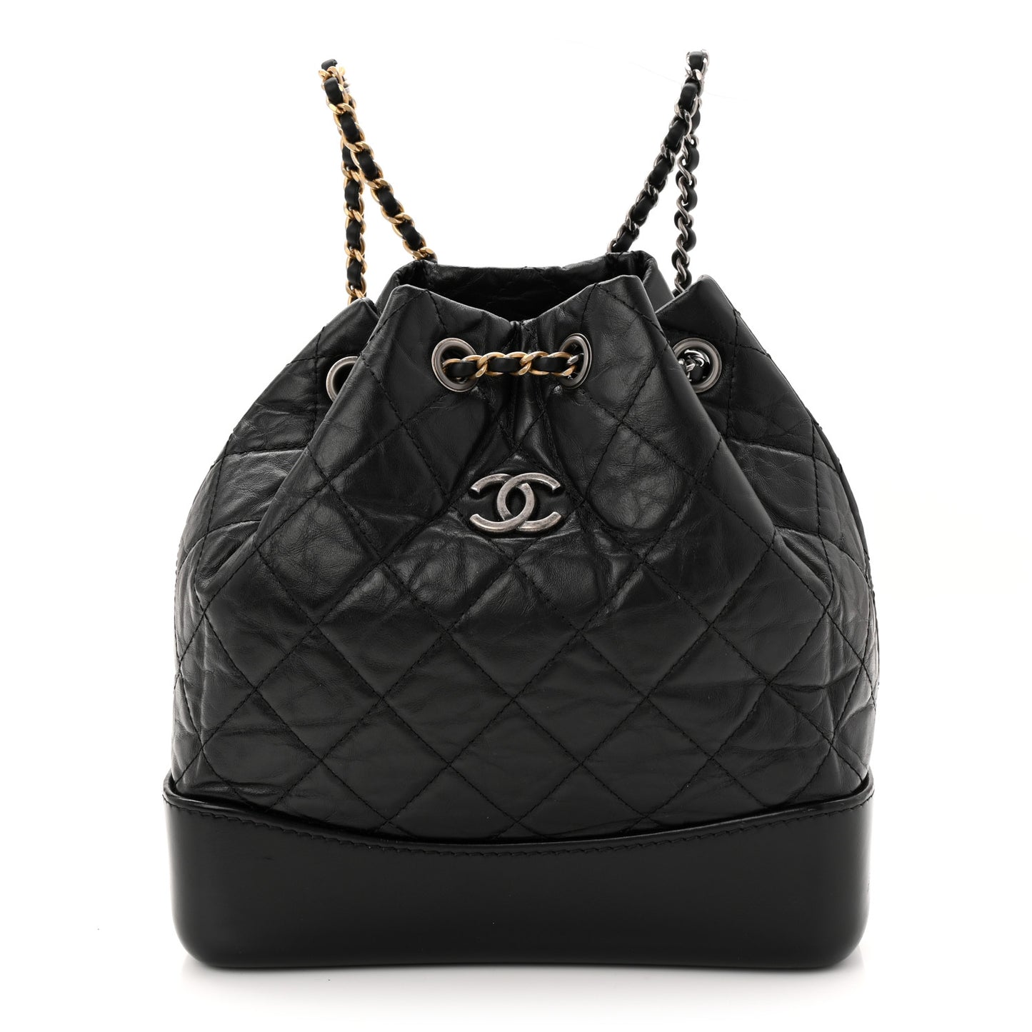 Aged Calfskin Quilted Small Gabrielle Backpack Black