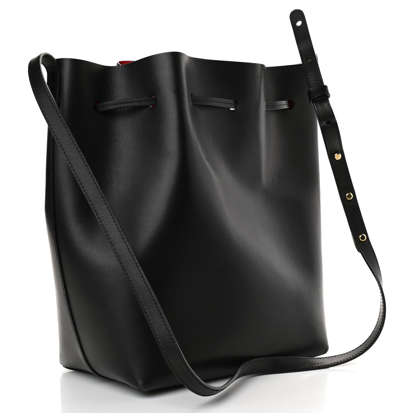 Vegetable Tanned Calfskin Bucket Bag Black Flamma