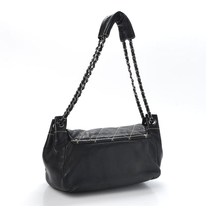 Chanel Lambskin Contrast Stitch Surpique Accordion Flap Black 2 of 9