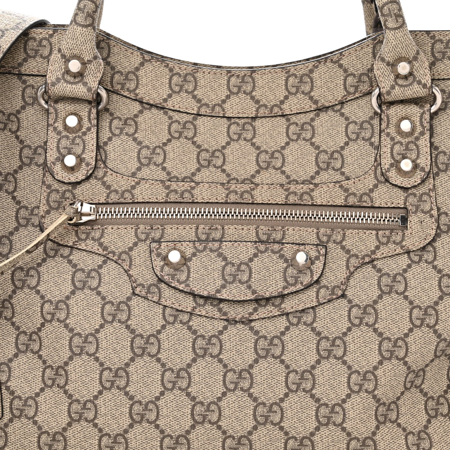 Balenciaga X GUCCI GG Supreme Monogram Neo Classic Silver Hardware City Beige Ebony 8 of 10